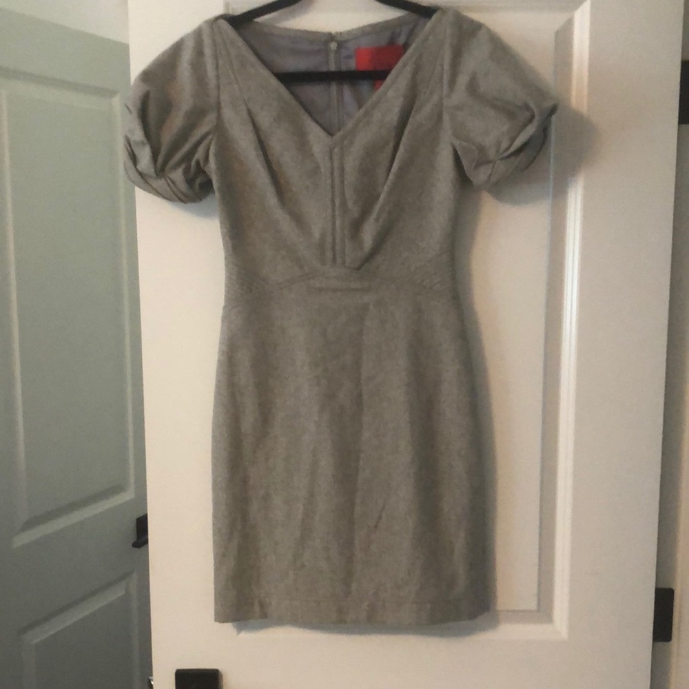 Zac Posen be spoke wool blend ruffle sleeve dress